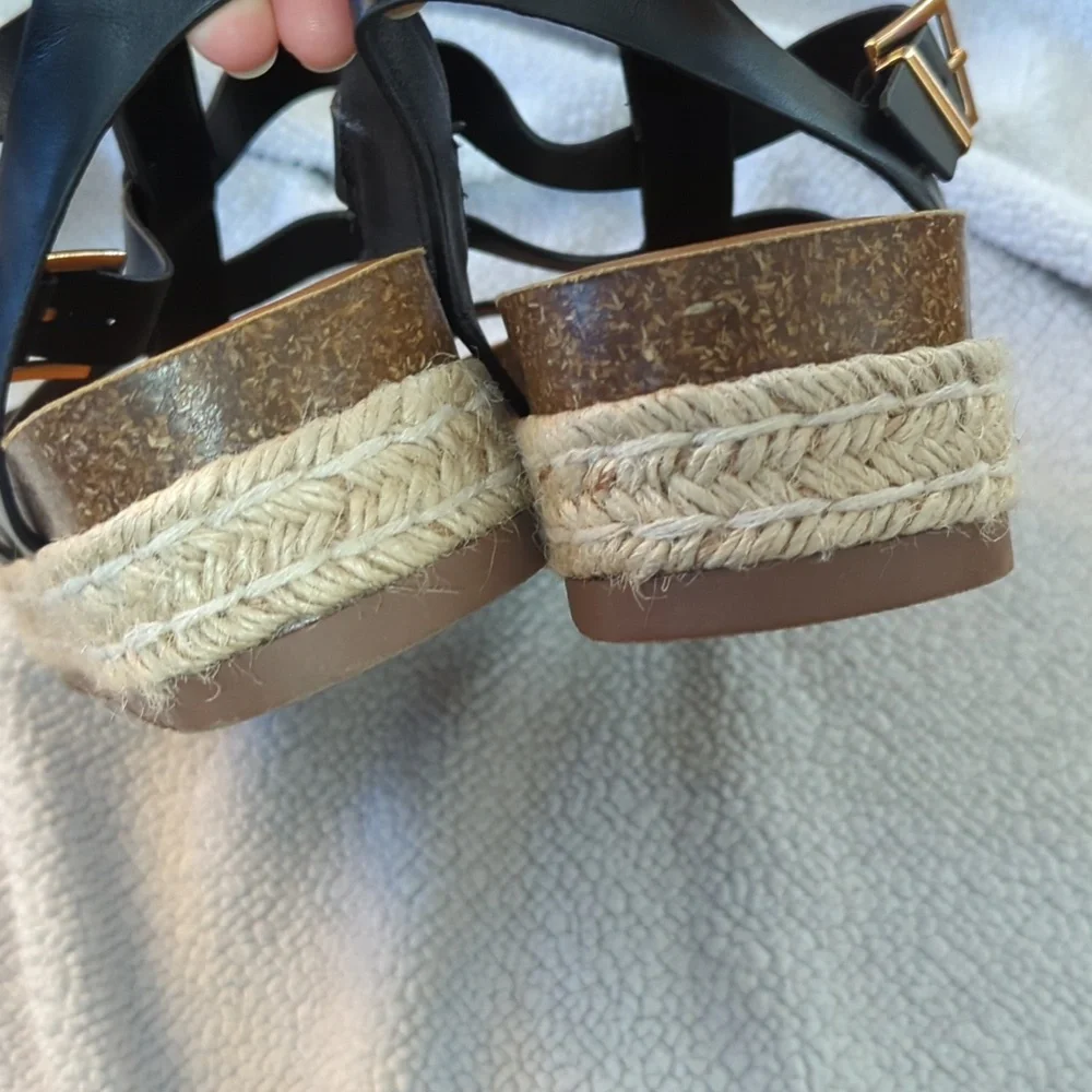 🌸NWOT Torrid Platform Espadrille‎ Faux Leather Strappy Sandal Size 10.5WW